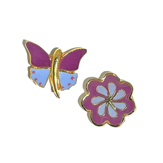 Mix & Match Flower & Butterfly Stud Earrings