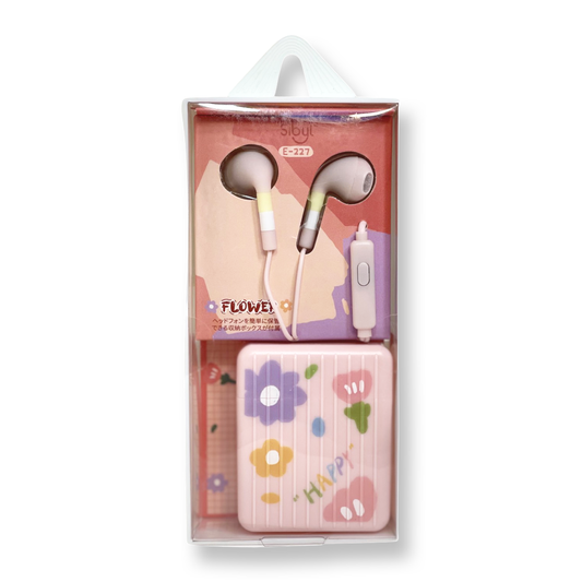 Sibyl Pink Happy Flower Wired Earbuds