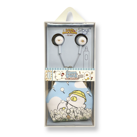 Sibyl Blue Dove and Duck Cartoon Wired Earbuds