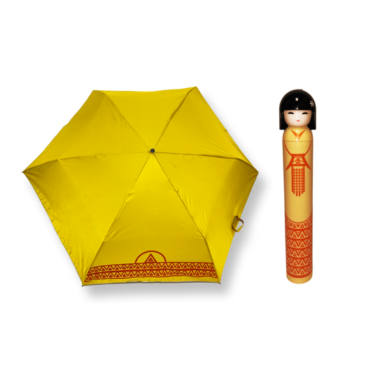 Kokeshi Doll Umbrella w/ Hard Case - Mustard