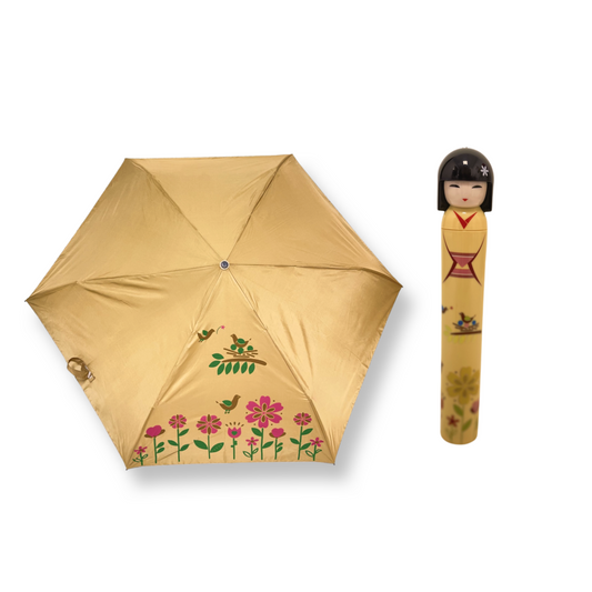 Kokeshi Doll Umbrella w/ Hard Case - Beige