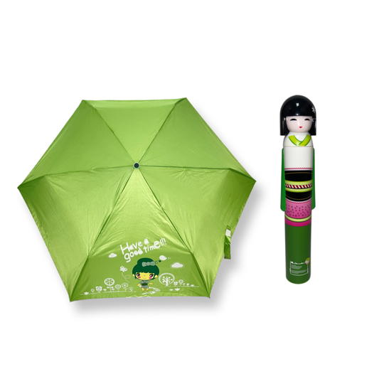 Kokeshi Doll Umbrella w/ Hard Case - Green