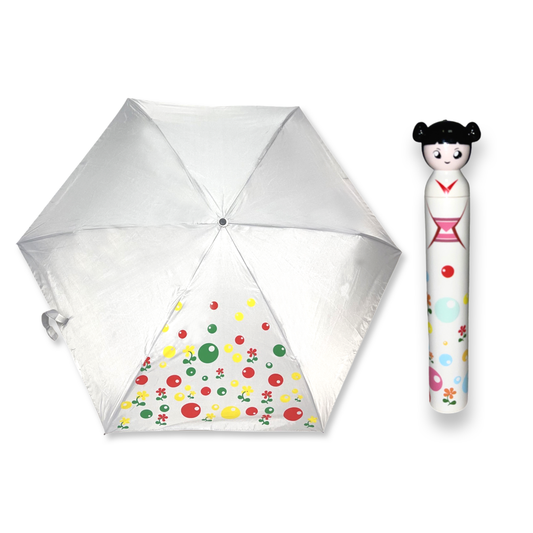 Kokeshi Doll Umbrella w/ Hard Case - White