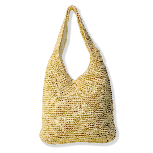 Straw Shoulder Bag Bucket Tote Summer Beach Woven Handbag