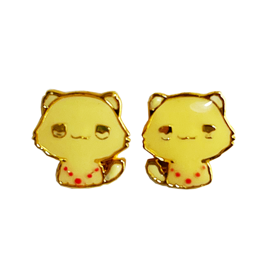 Yellow Cat Earrings for Kids