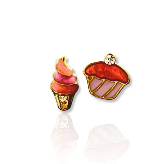 Pink and Red Ice Cream and Cupcake Earrings