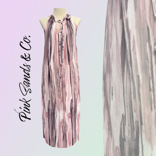 Women’s Sleeve Elegant Dress - Pink Waterfall