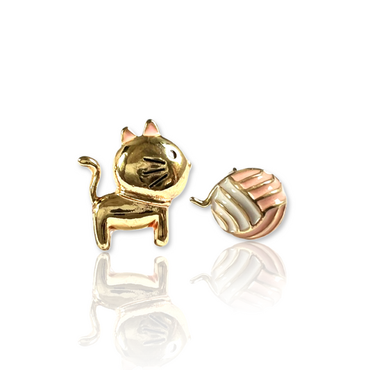 Cute Cat and String Ball Earrings
