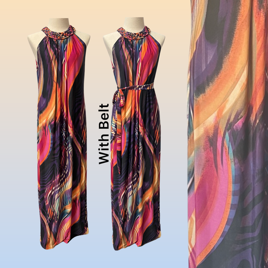 Elegant Long Maxi Colorful Pattern Dress