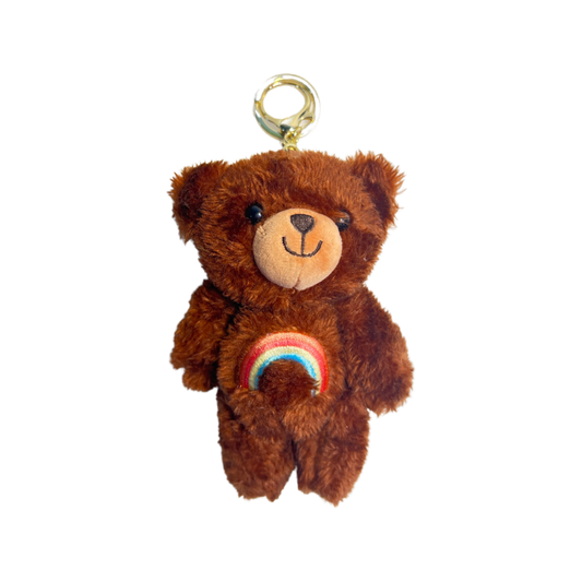 Rainbow Bear Plush Bag Keychain