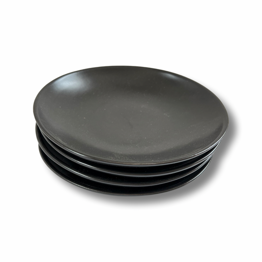 7-inch Black Round Salad/Appetizer Plate - Set of 4