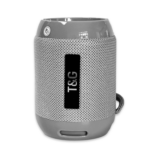Gray Portable Bluetooth Speaker with Handsfree Calling Mic, Waterproof, and FM Radio Capability