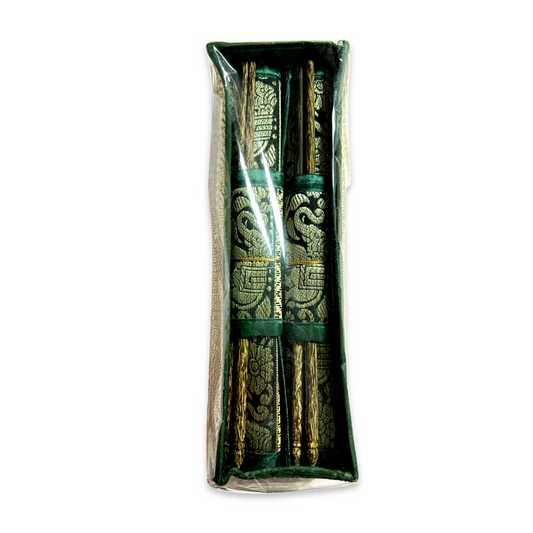 Green Asian-Style Set of 2 Chopsticks + Rests and Placemats. Perfect for a Couple.