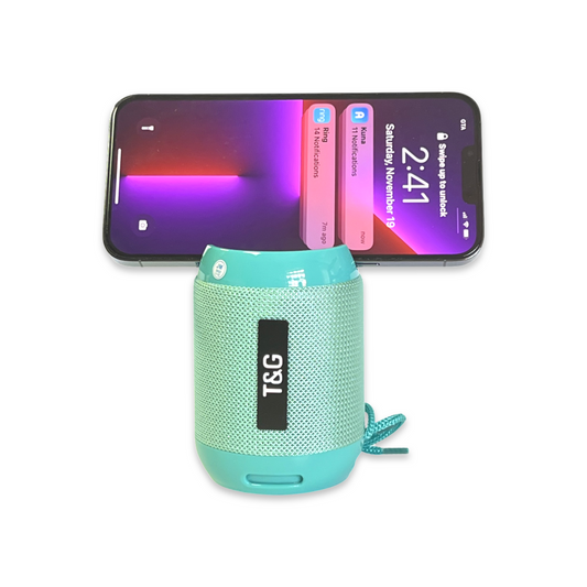 Peacock Blue Portable Bluetooth Speaker with Handsfree Calling Mic, Waterproof, and FM Radio Capability