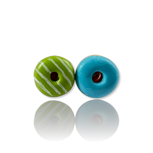 Fun Green and Blue Donuts Earrings