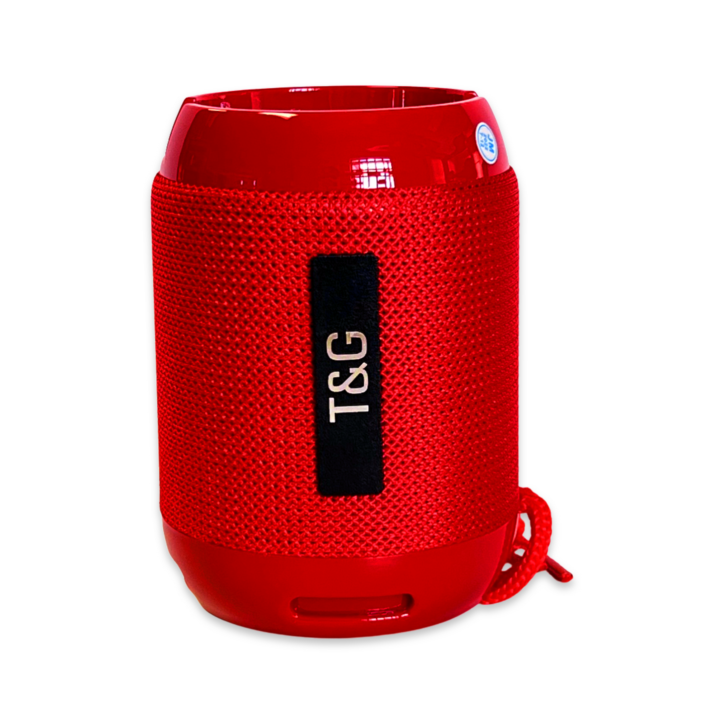 Red Portable Bluetooth Speaker with Handsfree Calling Mic, Waterproof, and FM Radio Capability